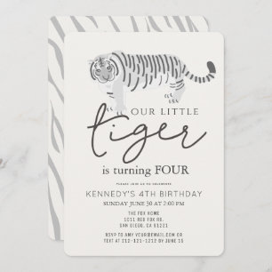 Tiger Modern Cream Invitation Anniversaire de enfa