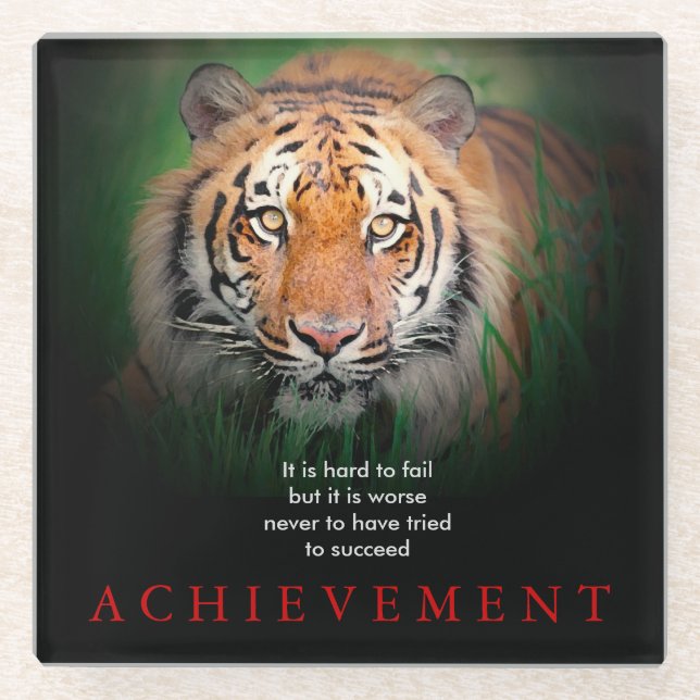 Tiger Motivierend Errungenschaften Glasuntersetzer (Vorderseite)