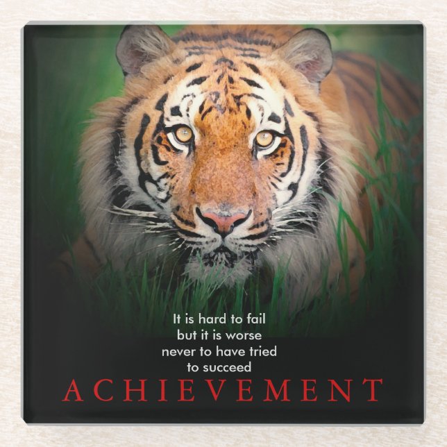 Tiger Motivierend Errungenschaften Glasuntersetzer (Vorderseite)