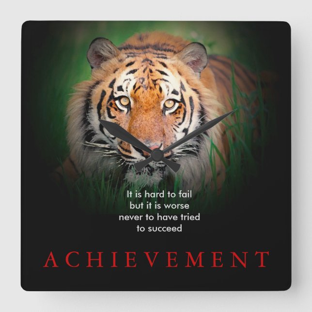 Tiger Motivierend Errungenschaften Quadratische Wanduhr (Vorderseite)