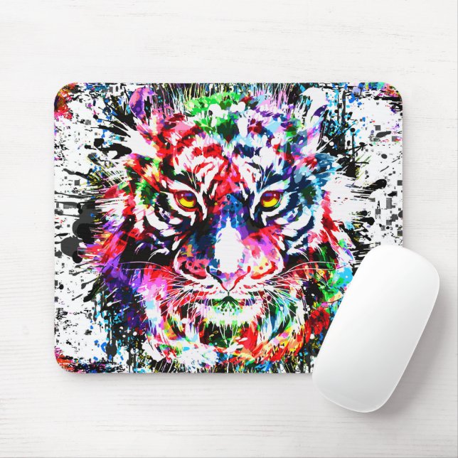 Tiger Mouse Pad | Farblich Zeichnend | Abstrakte K Mousepad (Mit Mouse)