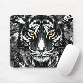 Tiger Mousepad - Zeichnend Schwarz-Weiß-Tiger