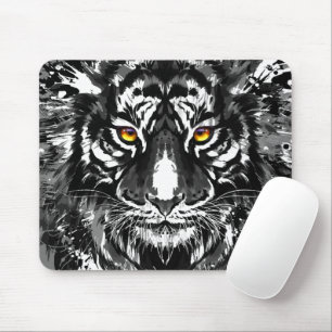 Tiger Mousepad - Zeichnend Schwarz-Weiß-Tiger