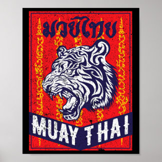 Tiger Muay Thai Kickboxen Mma Retro-Trainingsgesch Poster