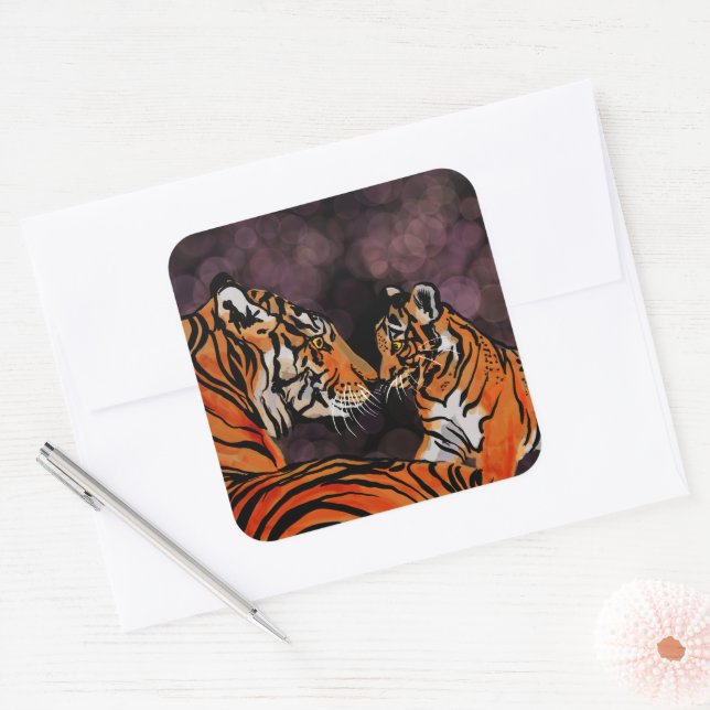 Tiger Mum Quadratischer Aufkleber (Umschlag)