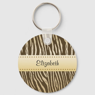 Tiger Muster Eleganbraun Gold Tierstreifen Schlüsselanhänger