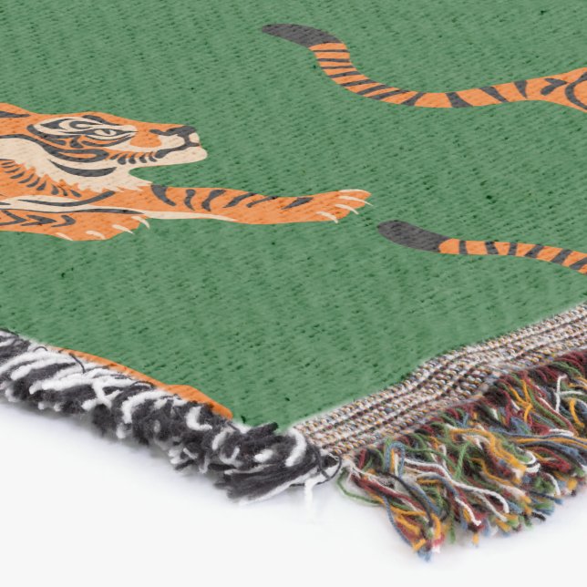 Tiger Muster mit grünem Hintergrund Decke (Ecke)