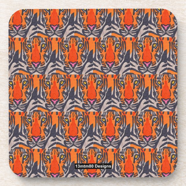 Tiger (Muster) - Plastikuntersetzer Getränkeuntersetzer (Vorderseite)