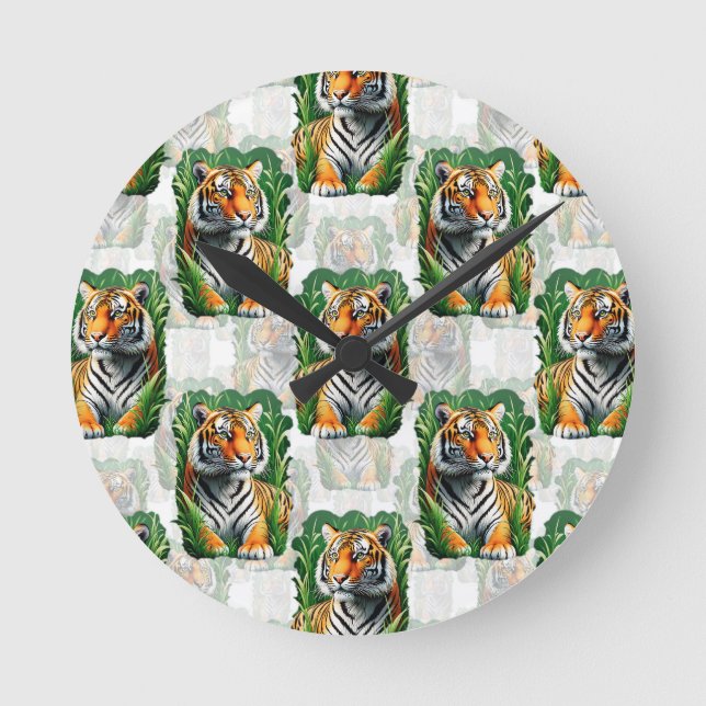 Tiger-Muster Runde Wanduhr (Vorderseite)