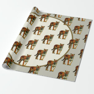 Tiger-Muster Vintage Elegant Geschenkpapier