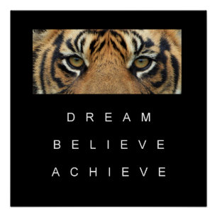 Tiger mustert motivierend Zitat der Leistung Poster