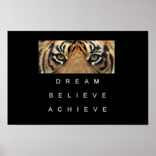Tiger mustert motivierend Zitat der Leistung Poster