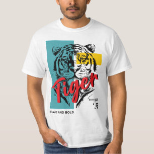 Tiger Mutig Und Kühn Est 1975 Retro Wildtiere T-Shirt