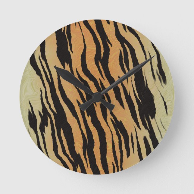 Tiger nahtloser Muster Textur Hintergrund Runde Wanduhr (Vorderseite)