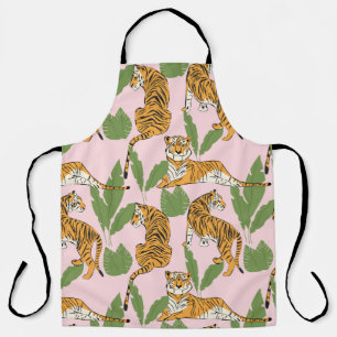 Tiger Nahtloses Muster: Exotischer Vintager Stil Schürze