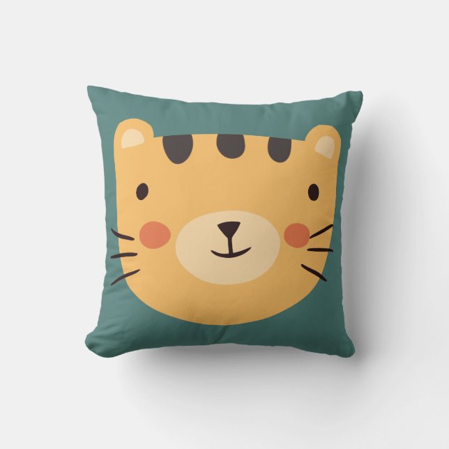 Tiger Niedlich Green Kinderzimmer Baby Room Kissen (Vorderseite)