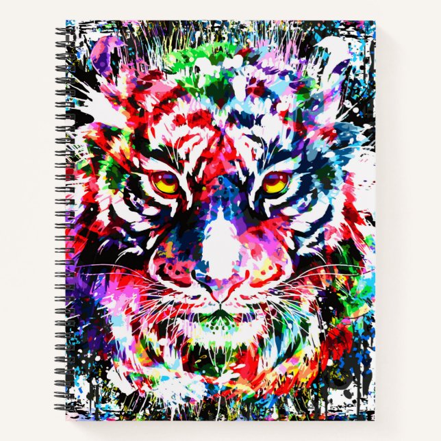 Tiger-Notebook - Farbenfrohe Tiger-Artwork - Wildl Notizbuch (Vorderseite)
