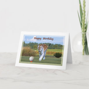 Tiger on the Golf Course Birthday Card Karte