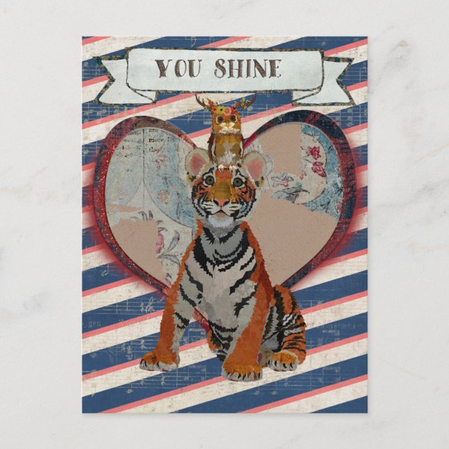 TIGER & OWL VALENTINSTAG Postkarte (Vorderseite)