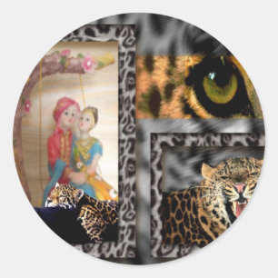 Tiger & Paar Kunstprint Runder Aufkleber