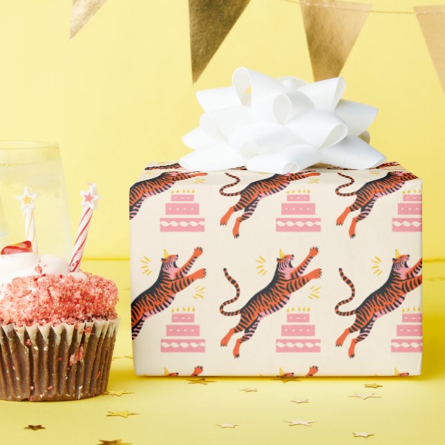 Tiger Party Animals Safari Zoo Birthday Geschenkpapier (Geburtstagsparty)