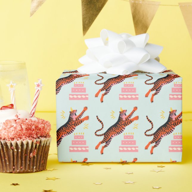 Tiger Party Animals Safari Zoo Birthday Geschenkpapier (Geburtstagsparty)