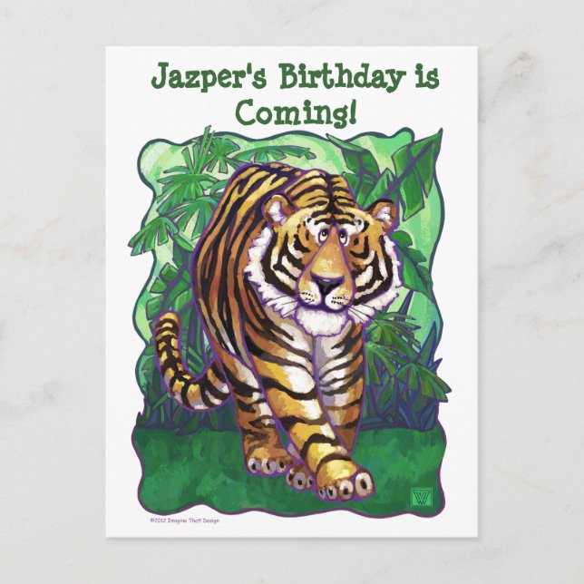 Tiger-Party-Center Einladungspostkarte (Vorderseite)