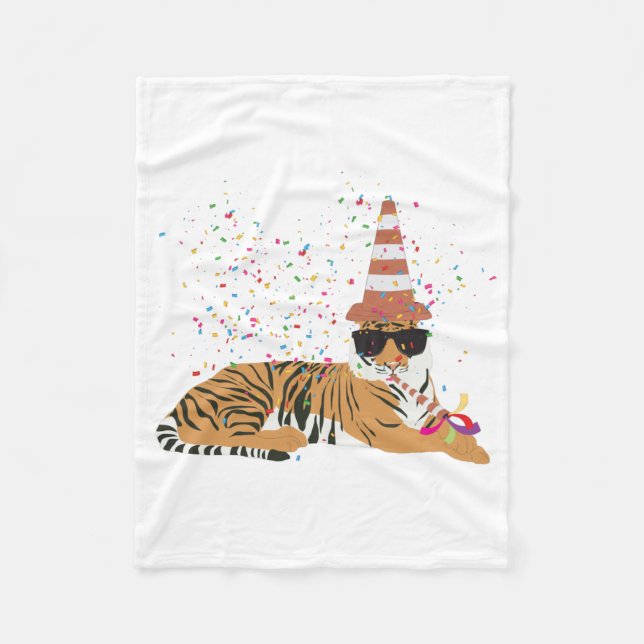 Tiger Partying - Tiere mit Party Fleecedecke (Vorderseite)