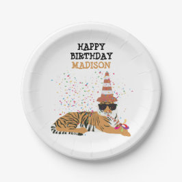 Tiger Partying - Tiere mit Party Pappteller