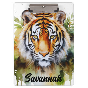 Tiger Pastel Blume Safari Watercolor Savannah Klemmbrett