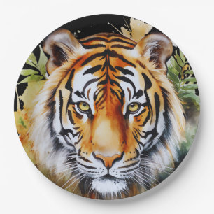 Tiger Pastel Blume Safari Watercolor Savannah Pappteller