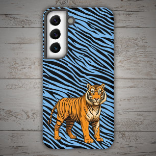 Tiger Pattern in Light Blue with Tiger Samsung Galaxy Hülle