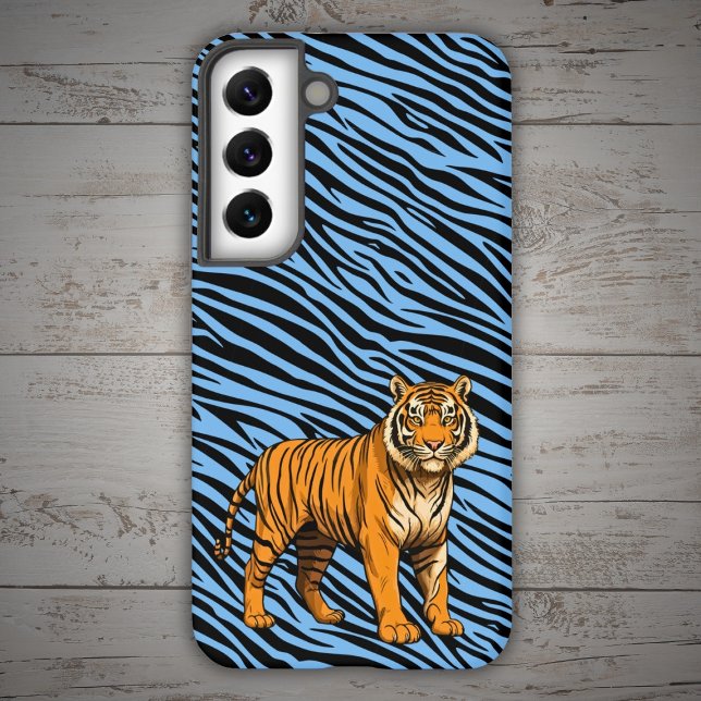 Tiger Pattern in Light Blue with Tiger Samsung Galaxy Hülle (Von Creator hochgeladen)