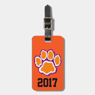 Tiger Paw Print Luggage Tag mit Text auf der Rücks Gepäckanhänger