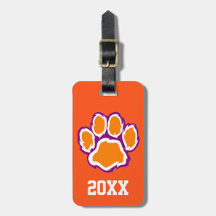 Tiger Paw Print Luggage Tag mit Text auf der Rücks Gepäckanhänger