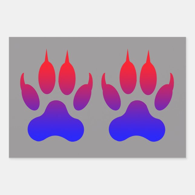 Tiger Paws Wrapping Paper Geschenkpapier Set (Vorderseite)