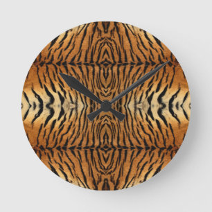 Tiger-Pelzmuster Runde Wanduhr