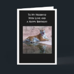 Tiger Personalisiert Husband Birthday Karte<br><div class="desc">Grußkarte Tiger Ehemann Geburtstagskarte. Passen Sie diese Geburtstagskarte mit jedem beliebigen Text an und lassen Sie sie dann ausdrucken und an Sie senden oder laden Sie sie sofort auf Ihr Mobiltelefon herunter. Wenn Sie Hilfe bei der Anpassung benötigen, kontaktieren Sie uns über den Link auf dieser Seite. Wildlife-Fotografie personalisierter Ehemann...</div>