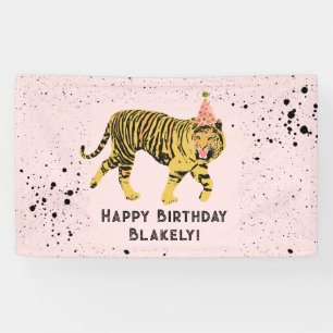 Tiger Pink Party Tier Geburtstag Banner