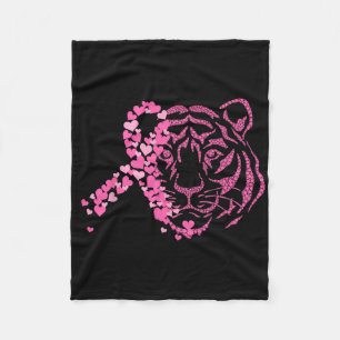 Tiger Pink Ribbon Brustkrebs Bewusstsein Tier W Fleecedecke