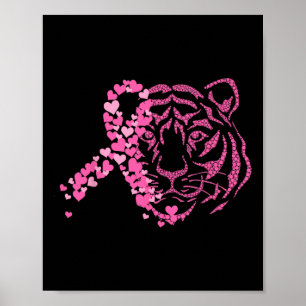 Tiger Pink Ribbon Brustkrebs Bewusstsein Tier W Poster