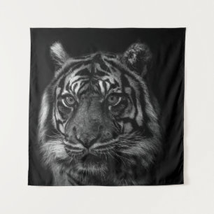 TIGER PORTRAIN IN BW WANDTEPPICH