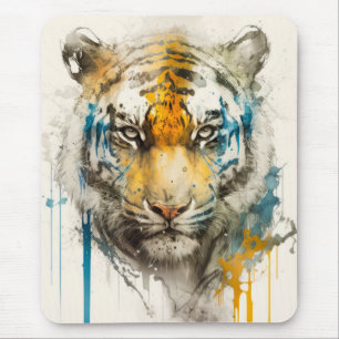 Tiger Portrait Animal Painting Wildlife Outdoor Mousepad