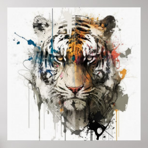 Tiger Portrait Animal Painting Wildlife Outdoor Poster