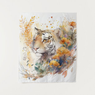 Tiger Portrait Animal Painting Wildlife Outdoor Wandteppich