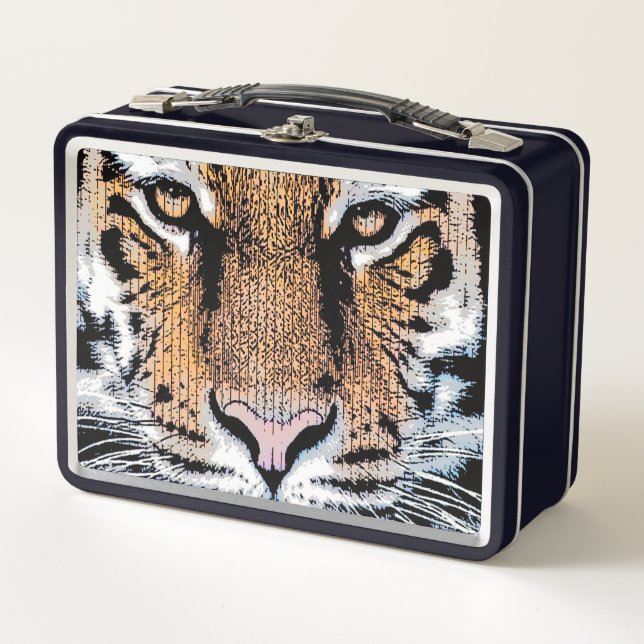 Tiger Portrait Graphic Style Metall Brotdose (Vorderseite)