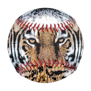 Tiger-Portrait im Grafikstil Baseball