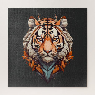 Tiger-Portrait, minimalistisches Design Orange Far