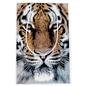 Tiger-Porträt-Grafik-Art Mittlere Geschenktüte