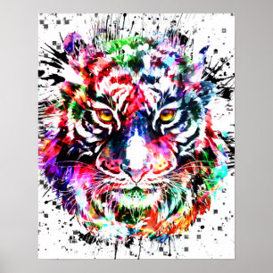 Tiger Poster   Farblich Zeichnend   Abstrakte Kuns